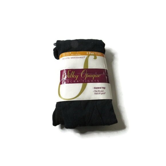 VTG Payless Shoe Source Silky Opaque Tights Control Top 2 Pair Plus Size A - Picture 1 of 8